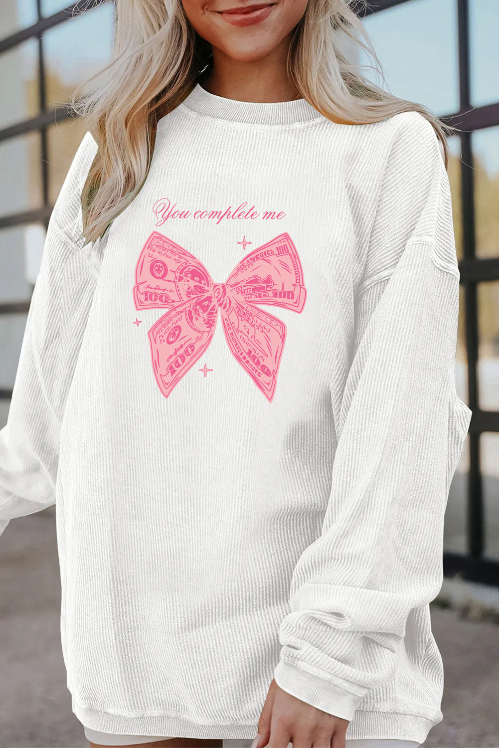 Valentine’s Day Pink Bow Graphic Sweatshirt