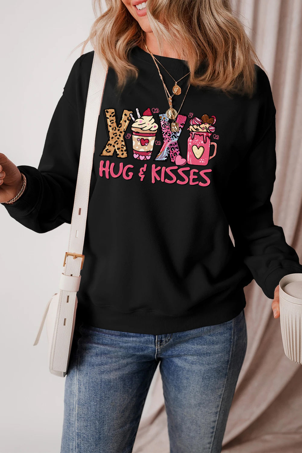 Valentine’s Day XOXO Hug and Kisses Graphic Sweatshirt