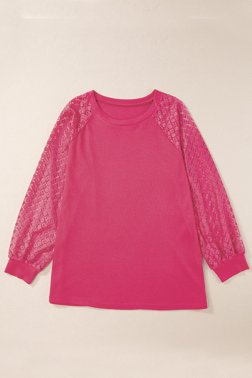 Black Lace Long Sleeve Textured Pullover