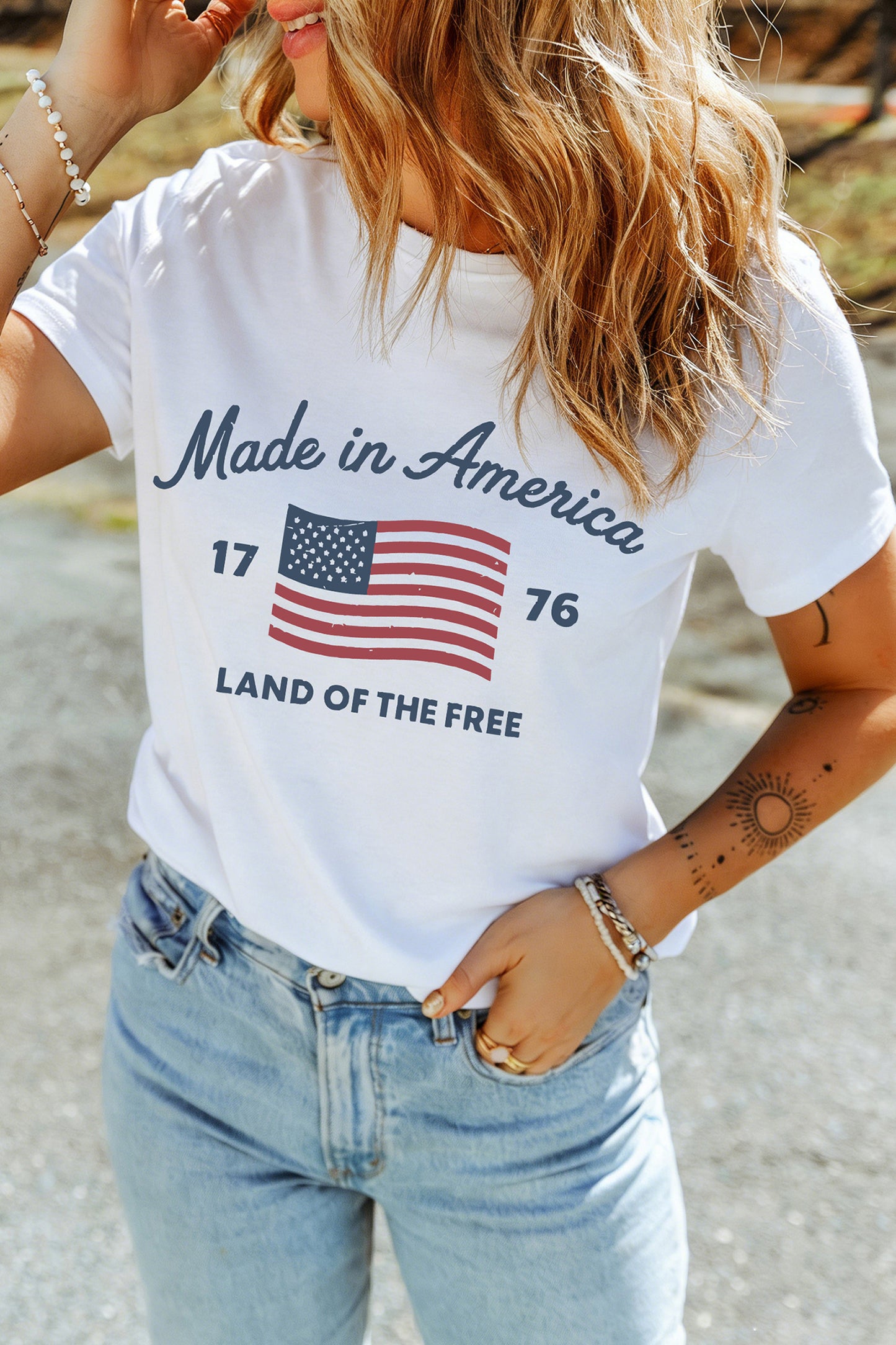 Flag Cotton Blend Graphic Tee Patriotic Boutique