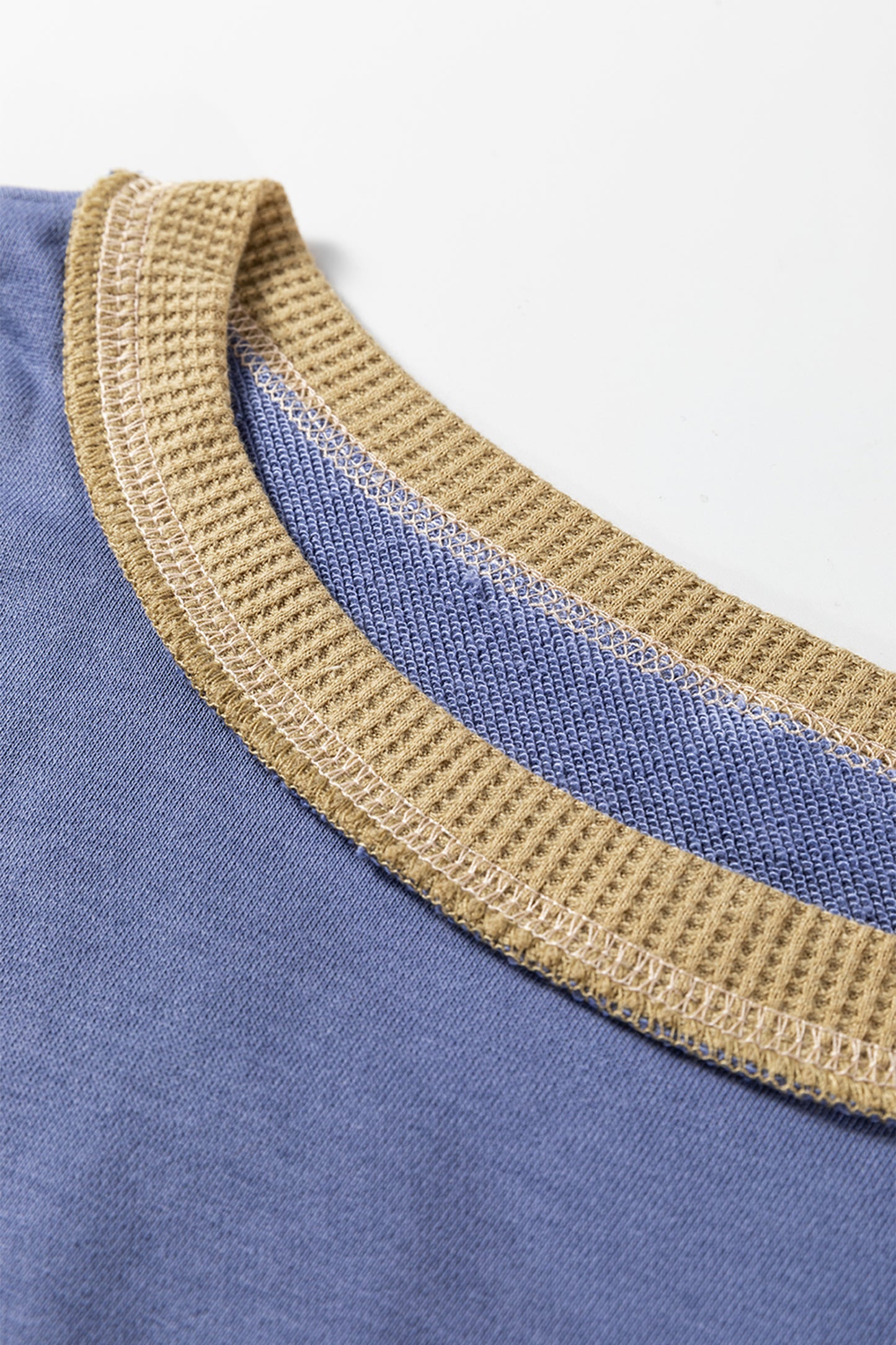 Color Block Mix Texture Waffle Patchwork Oversize Sweatshirt