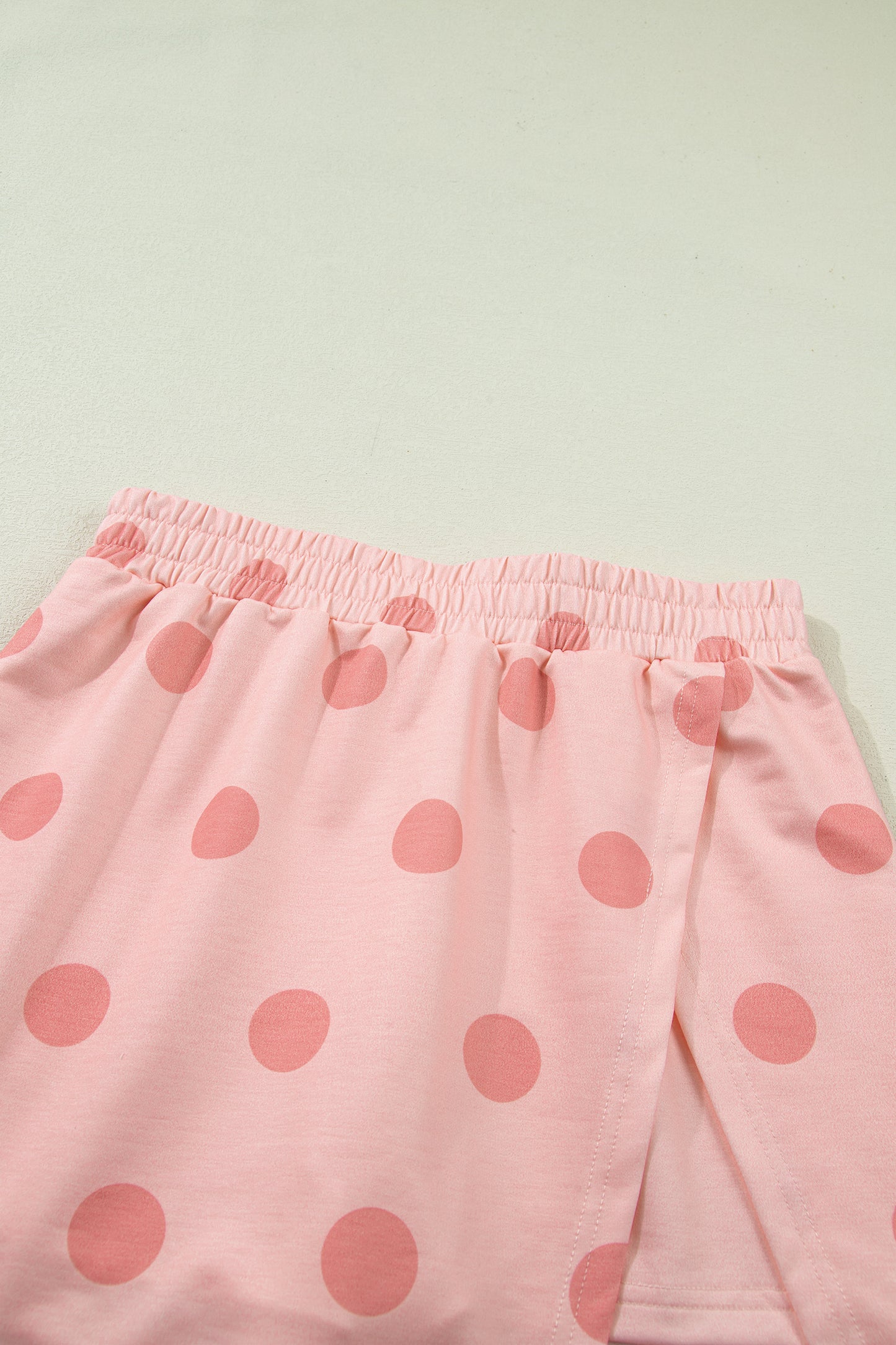 White Ribbed Trim Polka Dot Print Tank Split Mini Skort 2pcs Set