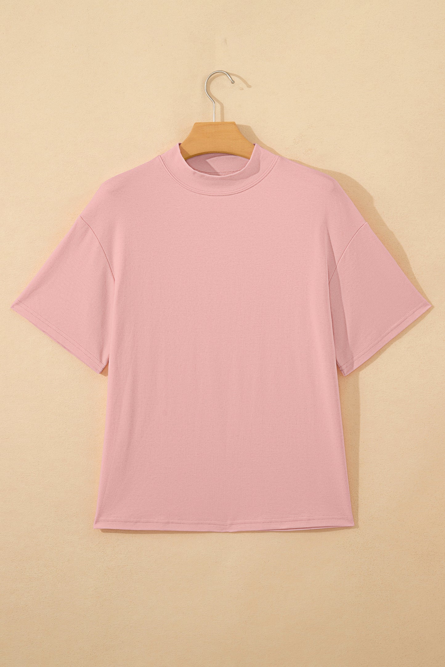 Solid Cotton Tee High Neck Oversized Casual Top