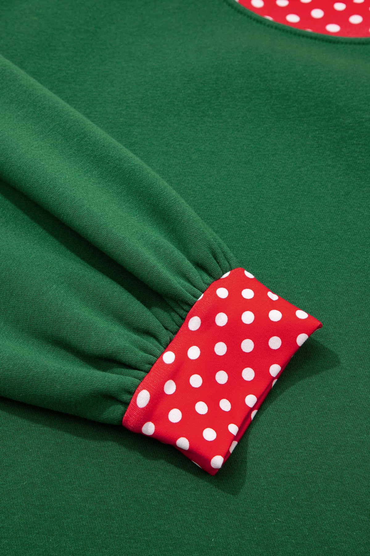 Red Polka Dot Patchwork Round Neck Plus Size Sweatshirt