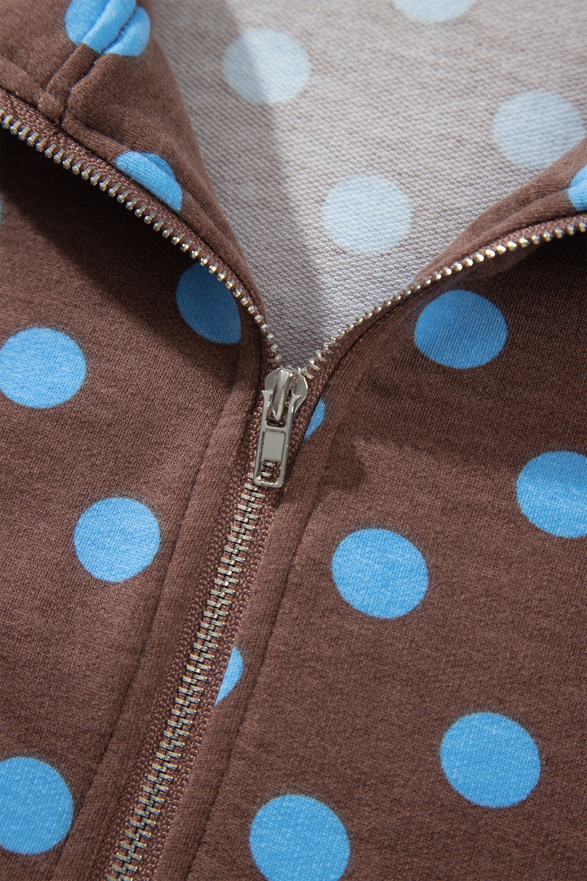 Khaki Polka Dot Hooded Long Sleeve Top Casual Mini Skort Set