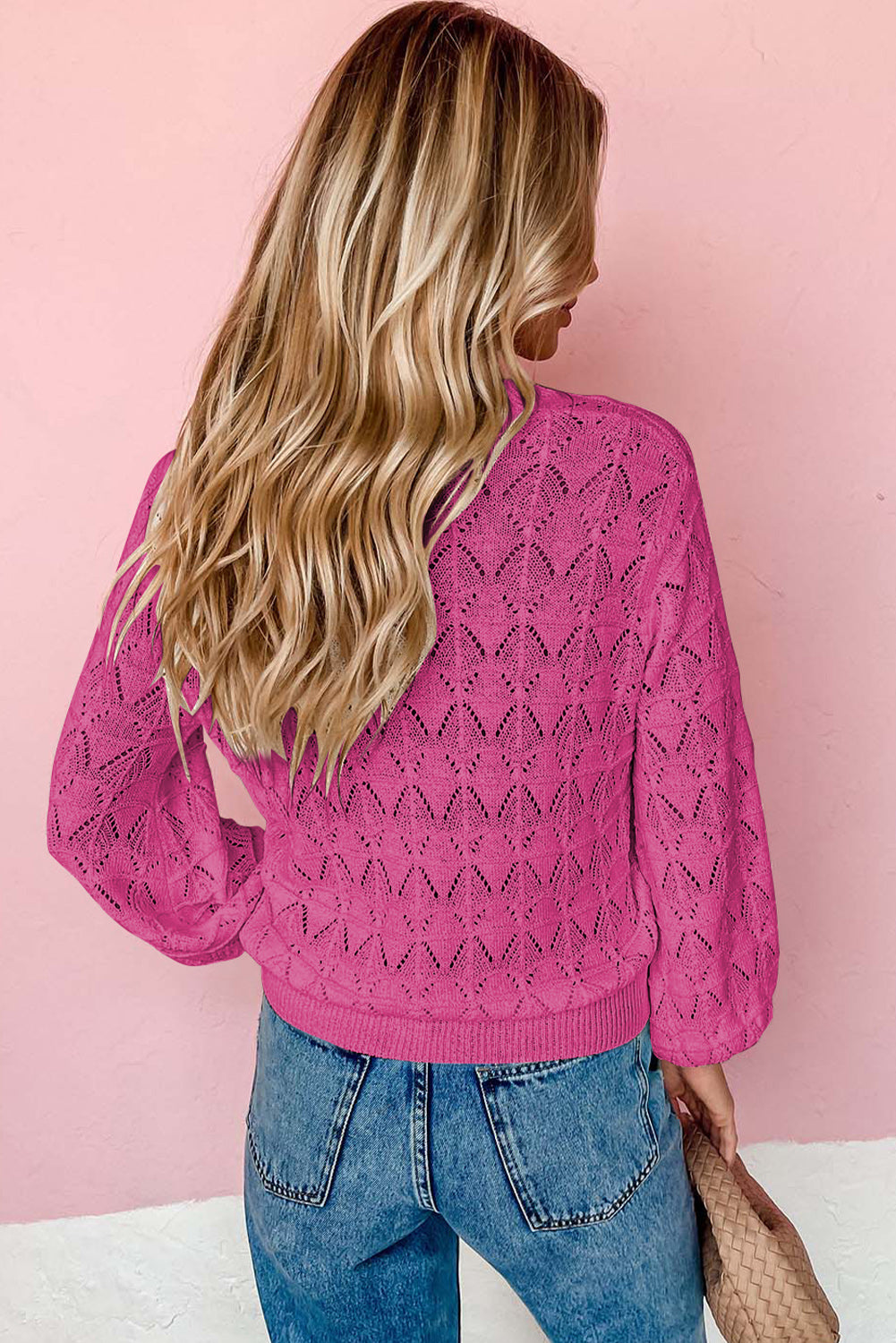 Brown Lightweight Buttoned Front Crochet Cardigan