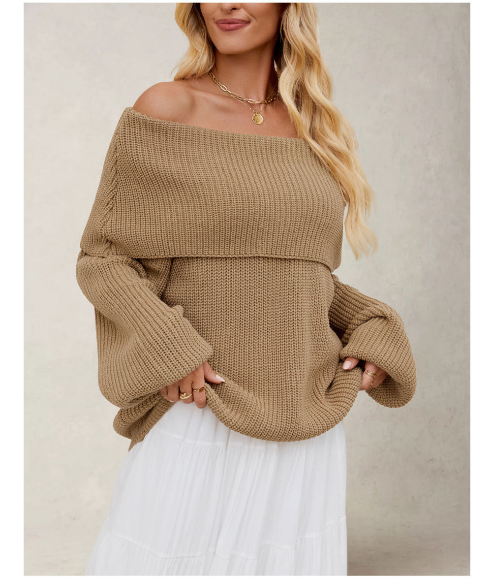 Off Shoulder Knit Pullover Sweater | Loose Fit Fall Top