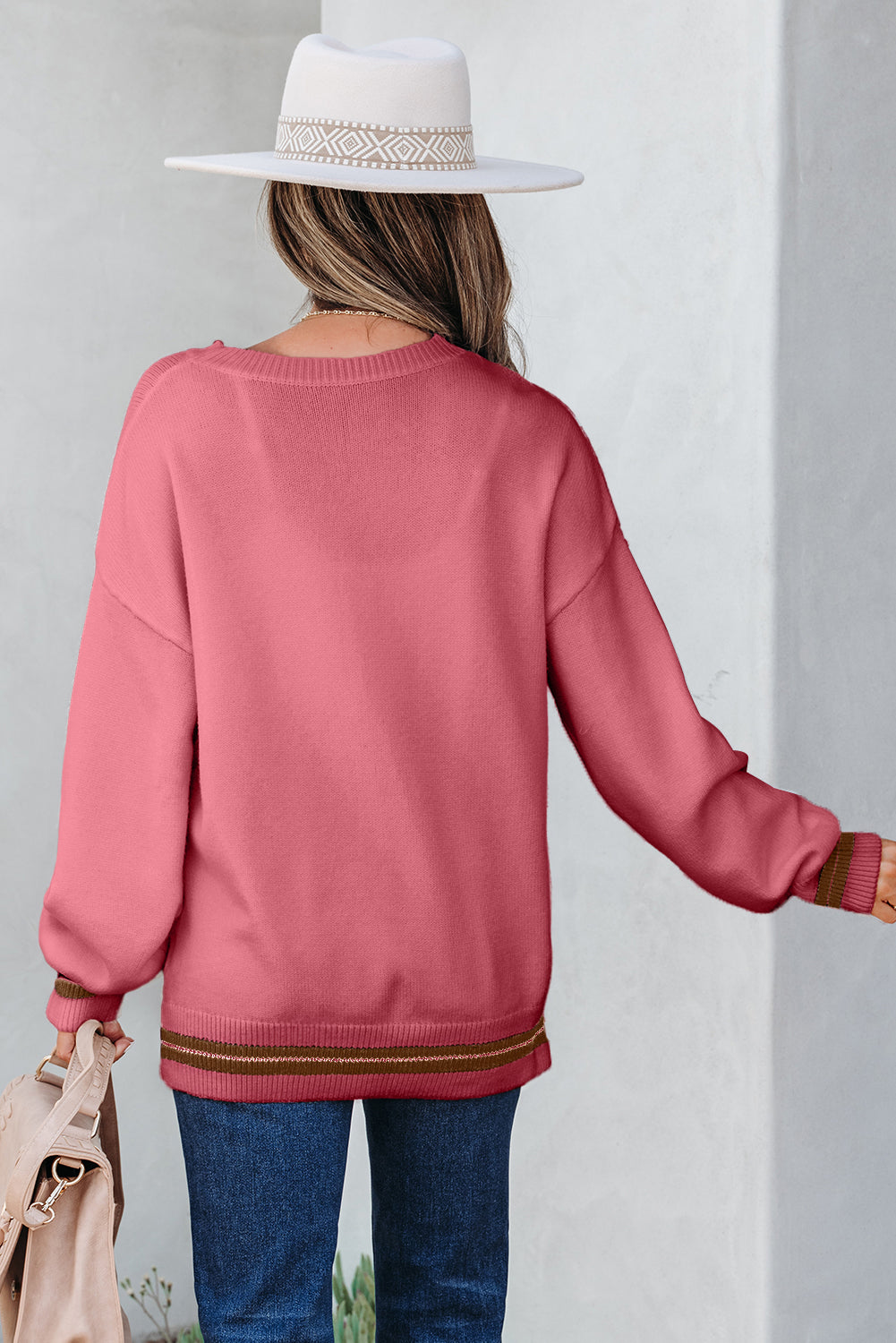 White See You Cowboy Embroidered Western Graphic Sweater