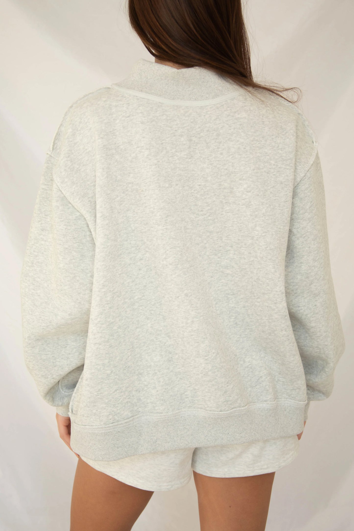Light Grey High Neck Polka Dot Slogan Printed Baggy Sweatshirt