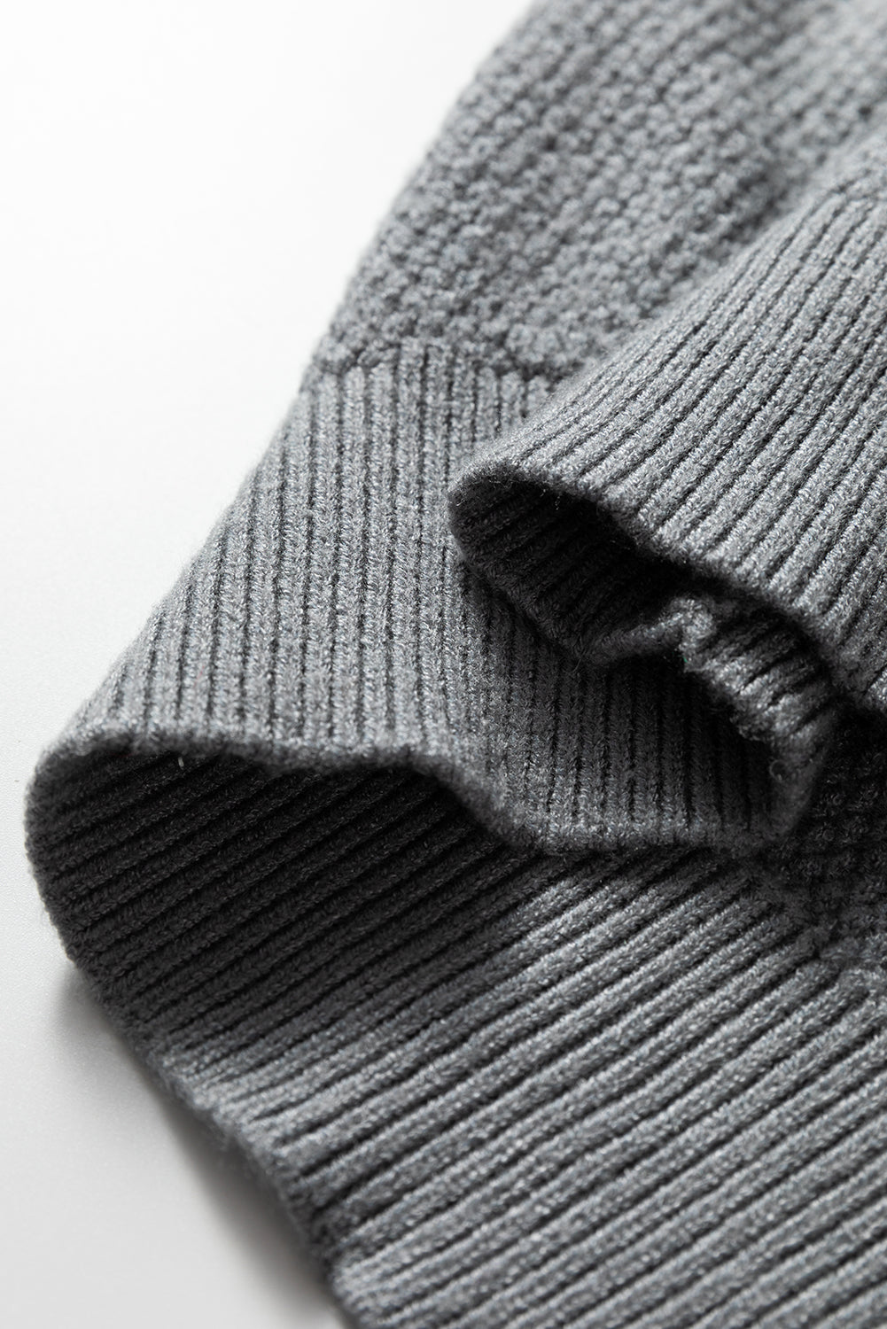 Dark Brown Color Block Knit Striped Sleeve Detail Casual Sweater
