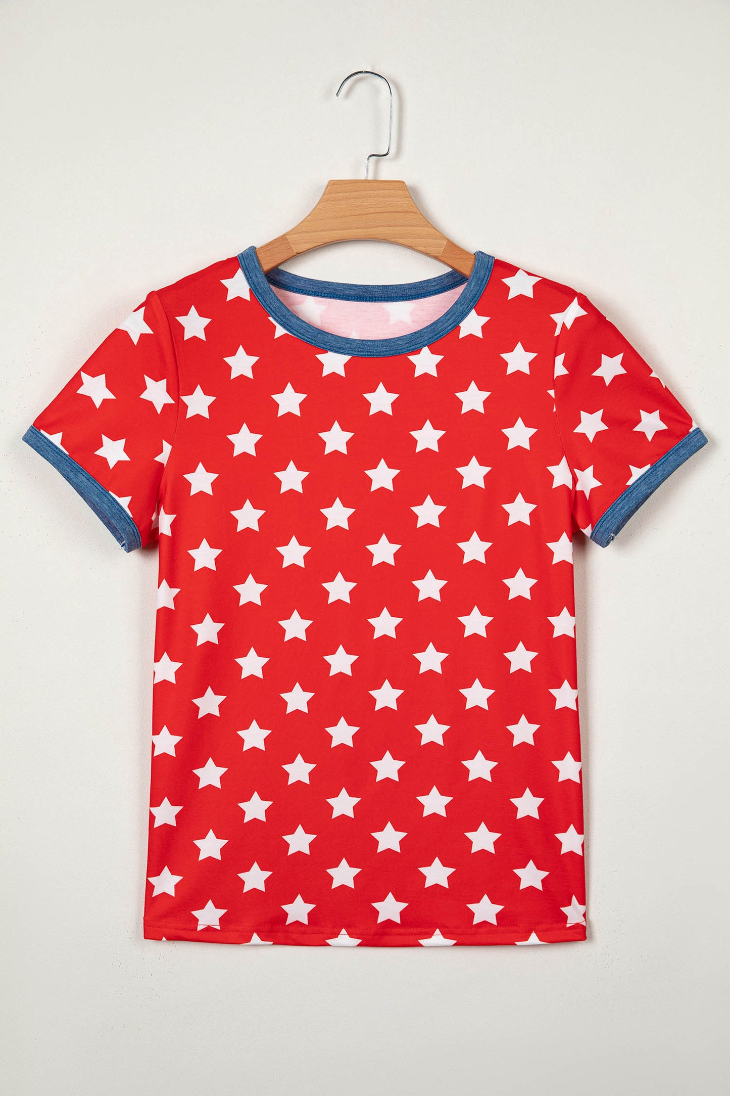 Stars Polyester Tee Casual Shift Short Sleeve