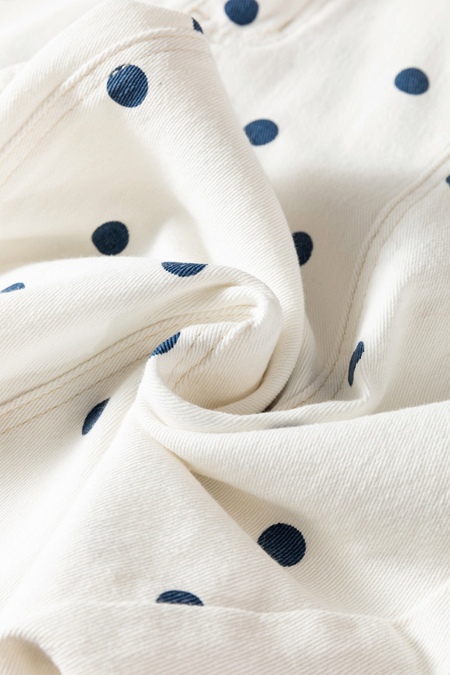 Polka Dot Cotton Jeans Casual High Waist Wide Leg