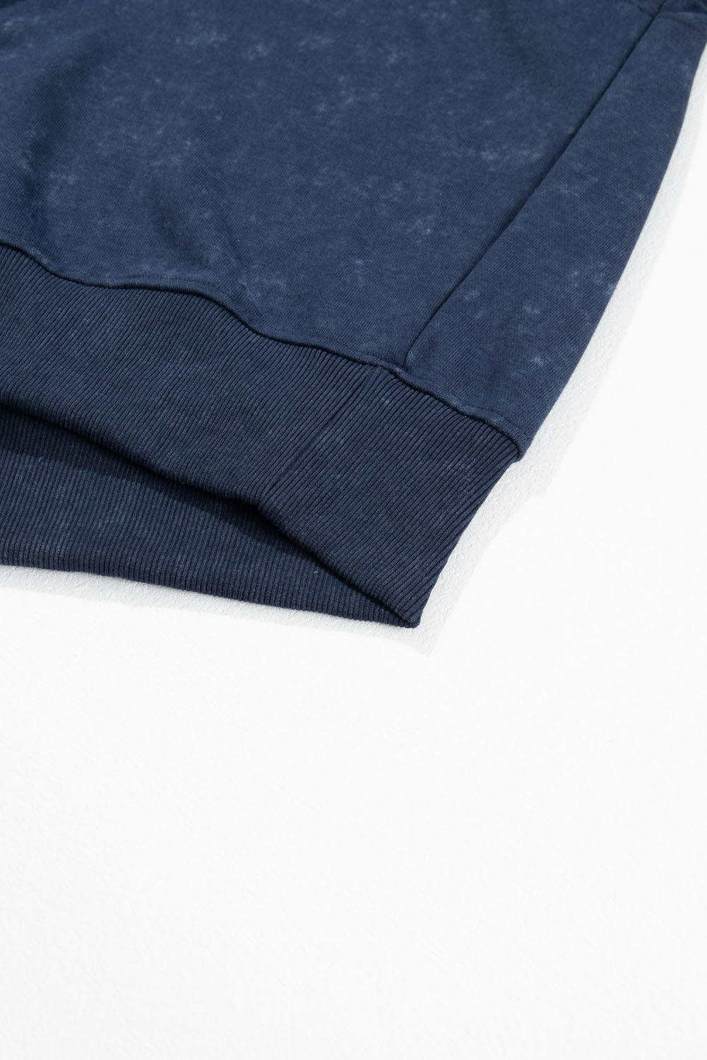 Gray Washed Snap Buttons Lantern Sleeve Pullover Sweatshirt