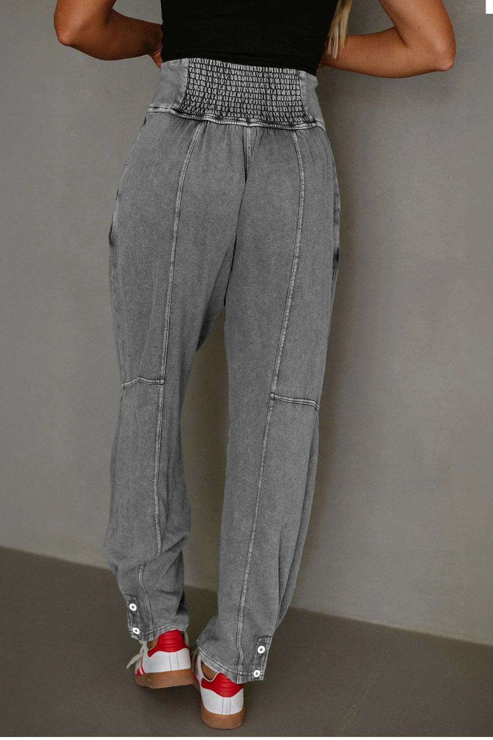 Mineral Wash Jogger Style High Waist Casual