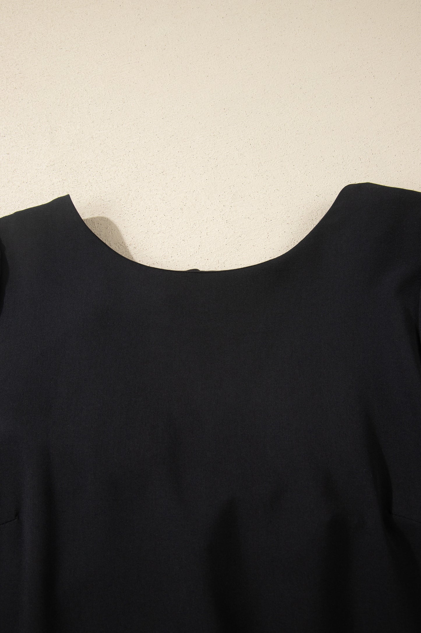 Solid Knit Mini Dress Casual Puff Sleeve Shift Dress