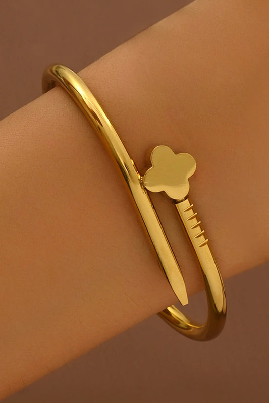 Gold Plated Clover Nail Minimalist Bracelet