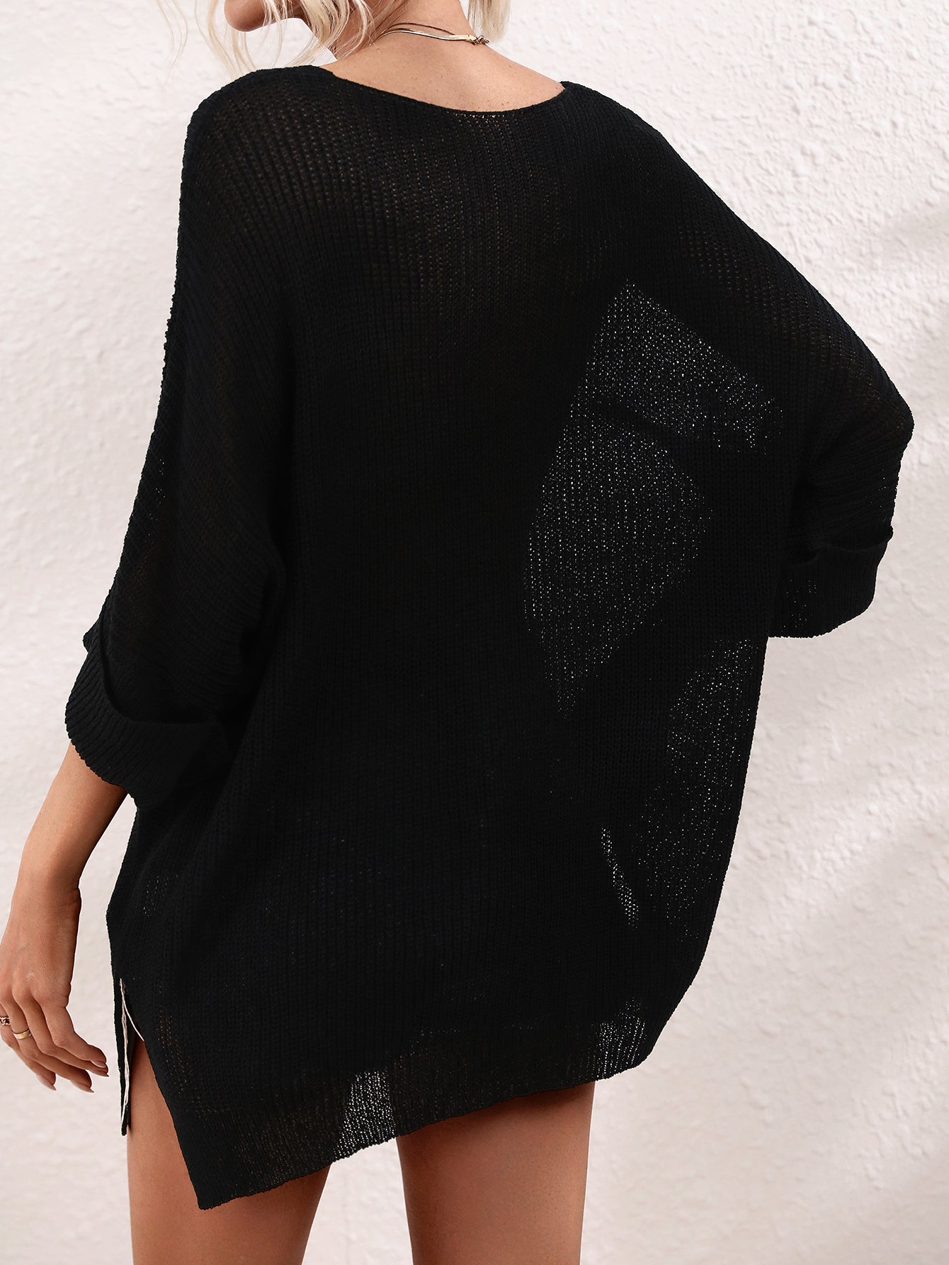 Oversized Crew Neck Solid Color Knit Pullover Sweater Tops