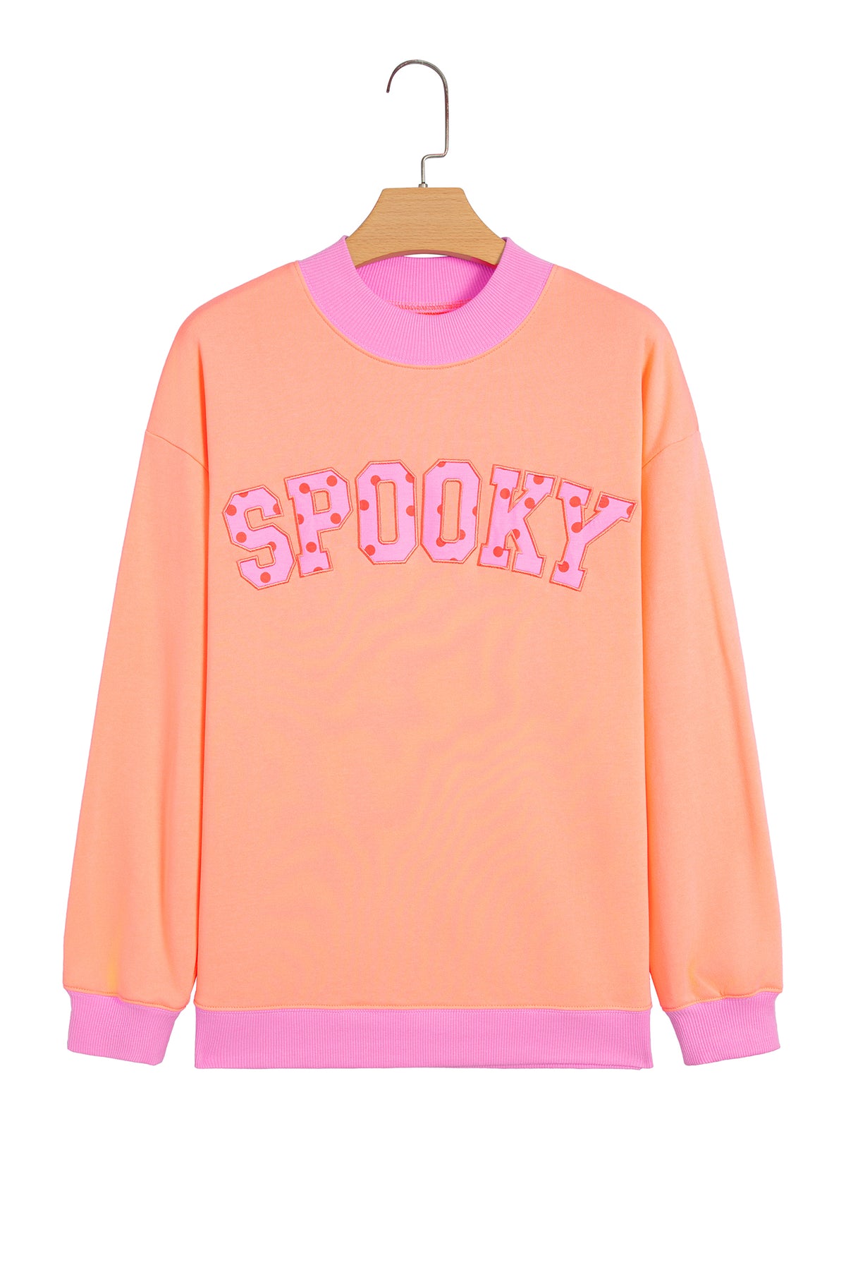 Coffee Polka Dot Letter Graphic Colorblock Tunic Sweatshirt