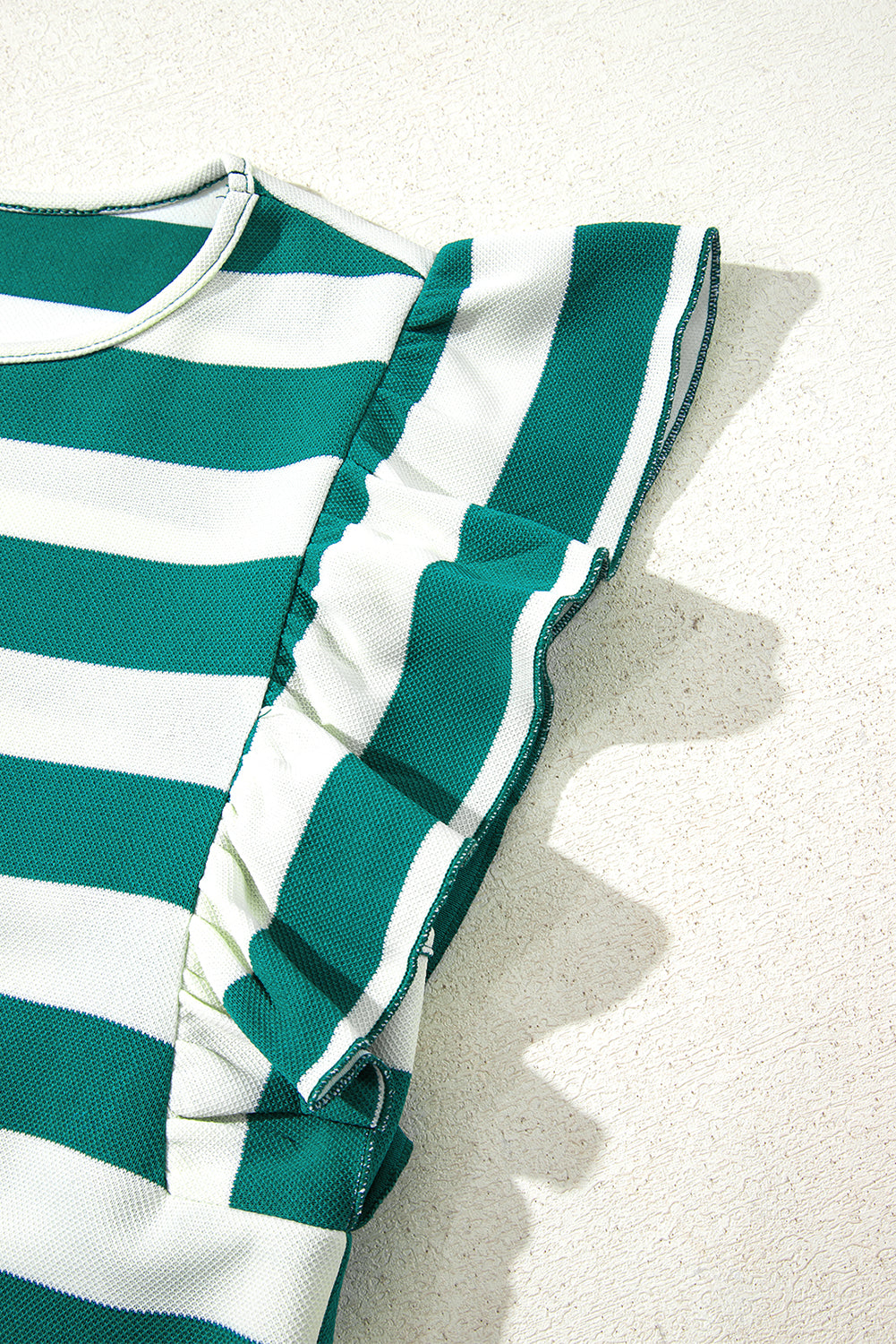 Black Stripe Flutter Sleeve Round Neck Shift Dress