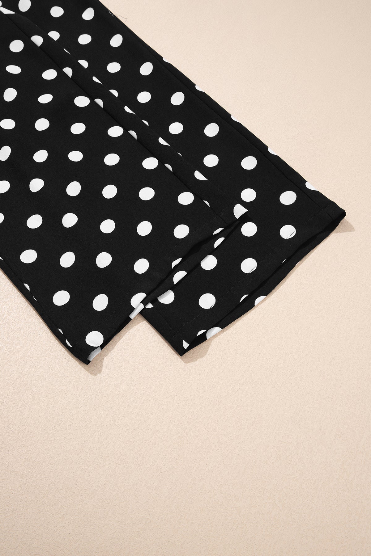 White Polka Dot Print Patched Pocket Loose Pants