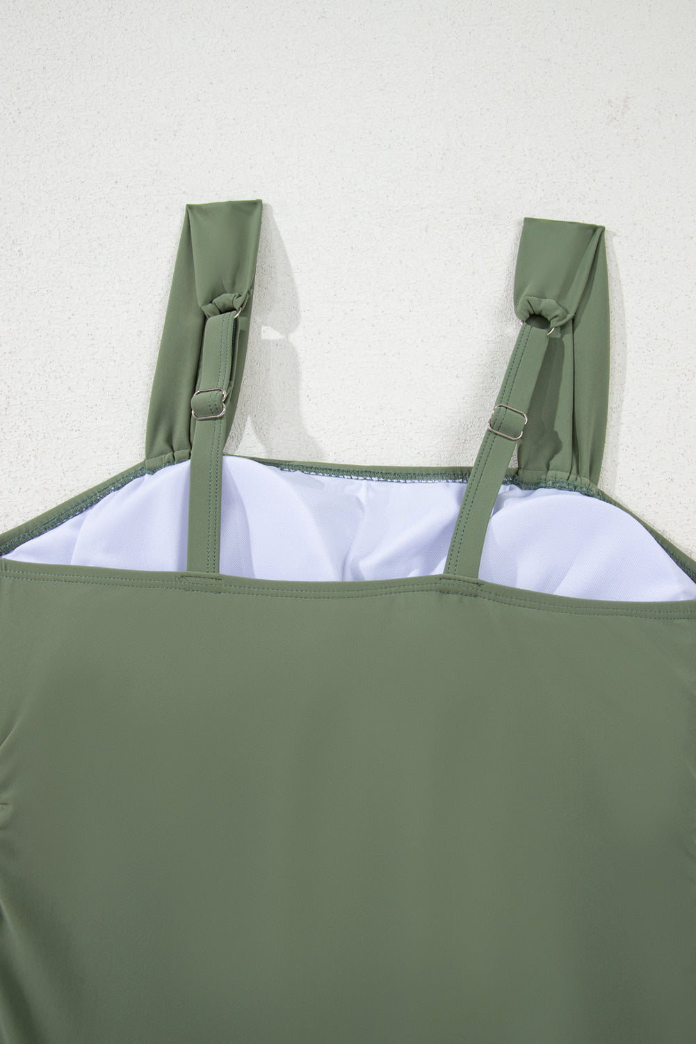 Mist Green Drawstring Ruched Wide Straps Tankini Set