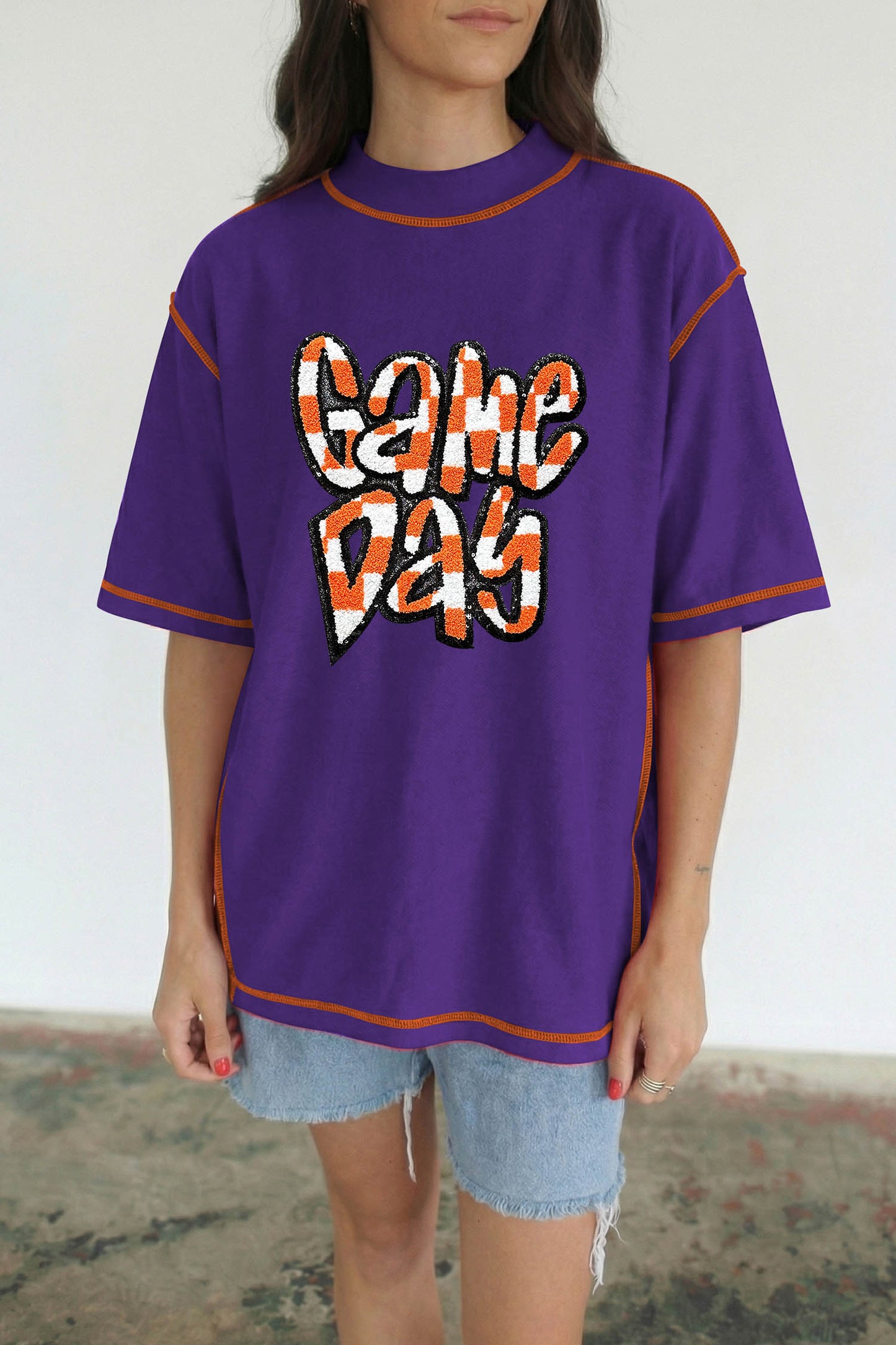 Game Day Cotton Graphic Tee Trendy Football Fan Top