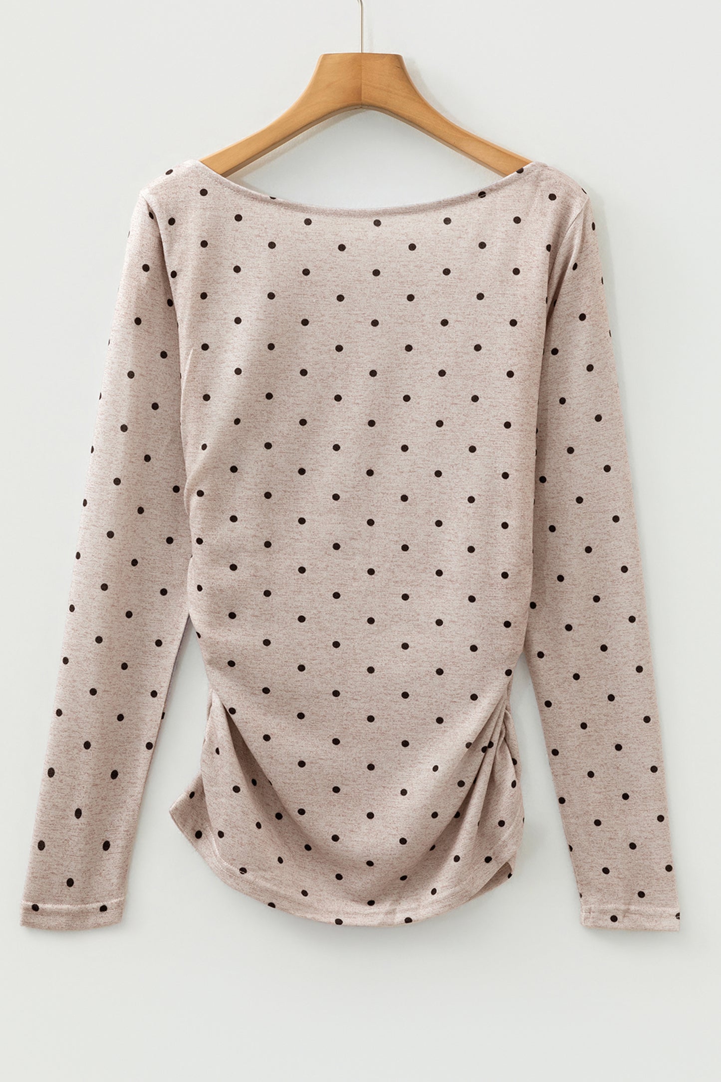 Purple Polka Dot Boat Neck Knit Long Sleeve T Shirt