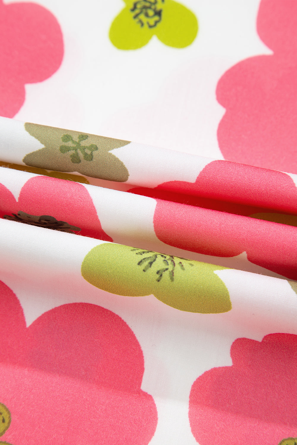 Pink Floral Ruffle Short Sleeve Striped Buttoned Collar Blouse