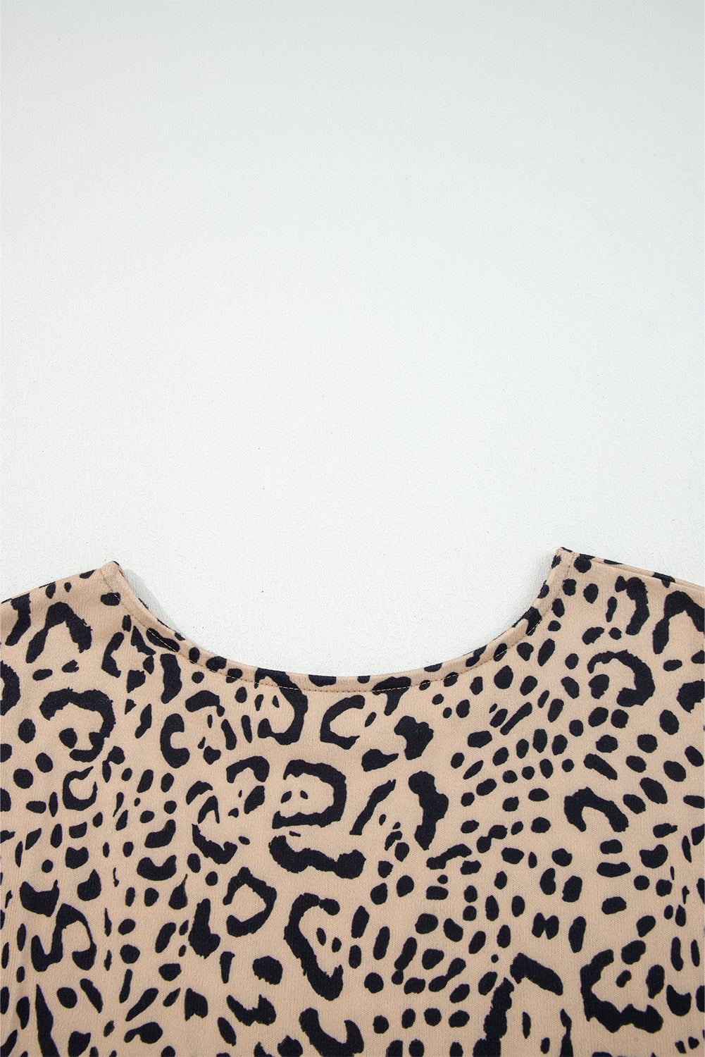 Khaki Leopard Print Long Batwing Sleeve Loose Top
