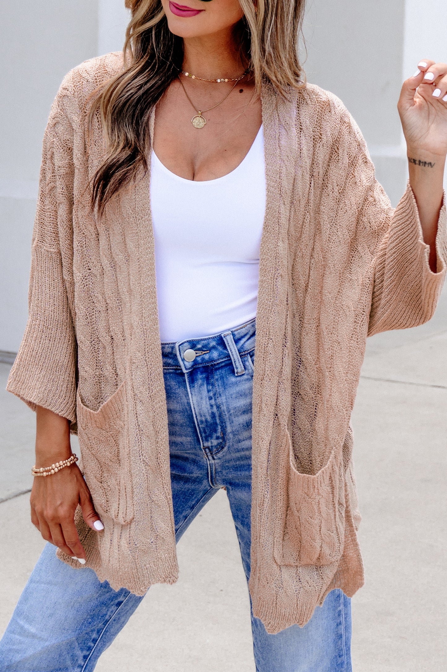 Open Knit Acrylic Cardigan Beach Boho Lightweight