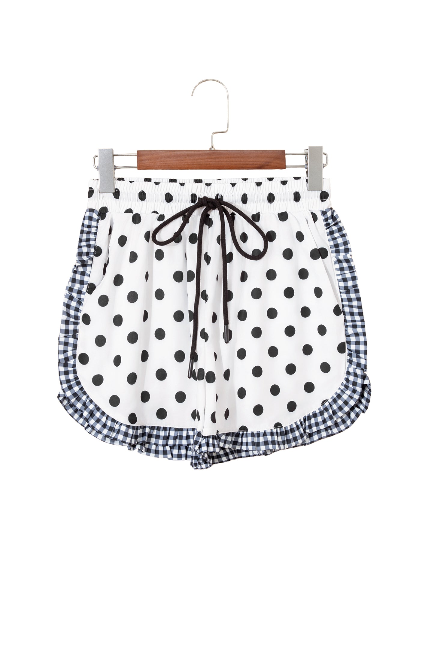 Khaki Leopard Print Contrast Ruffle Trim Shorts