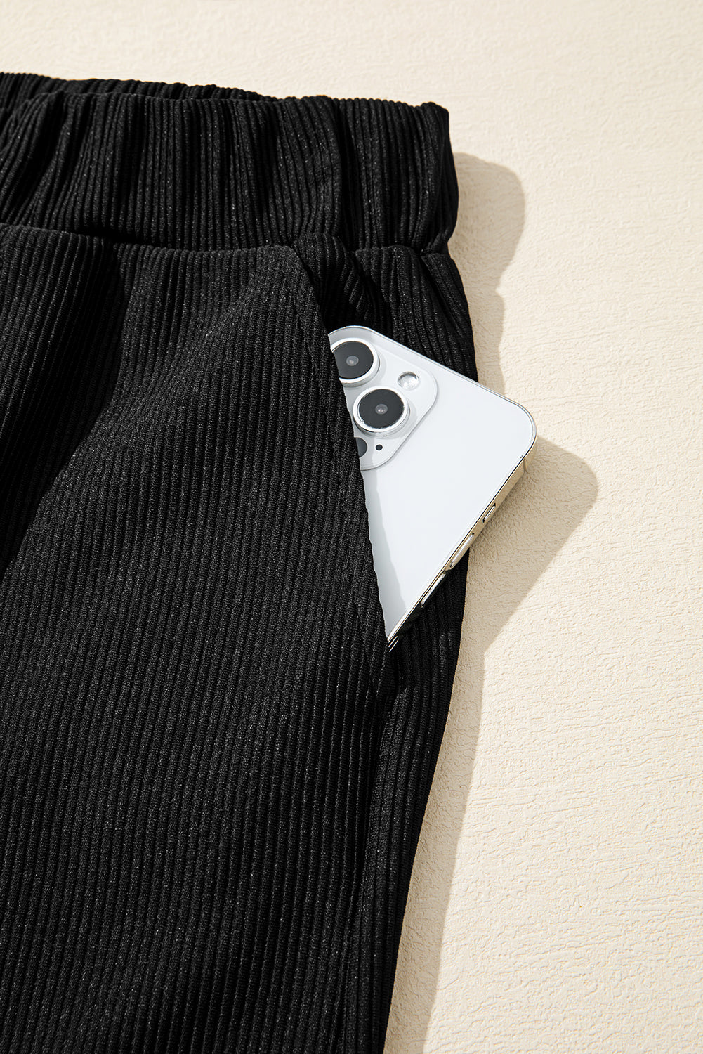 Ribbed Texture Baggy Drop Shoulder Pullover and Shorts Set