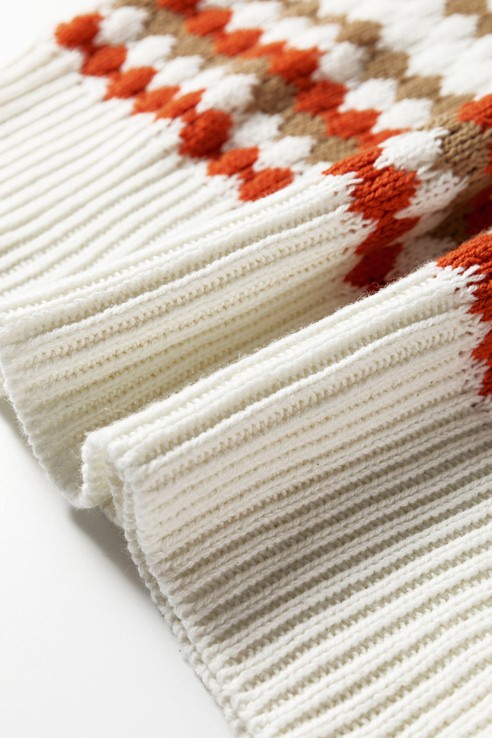 Khaki Stripe Eyelet Patterned Drop Shoulder Sweater