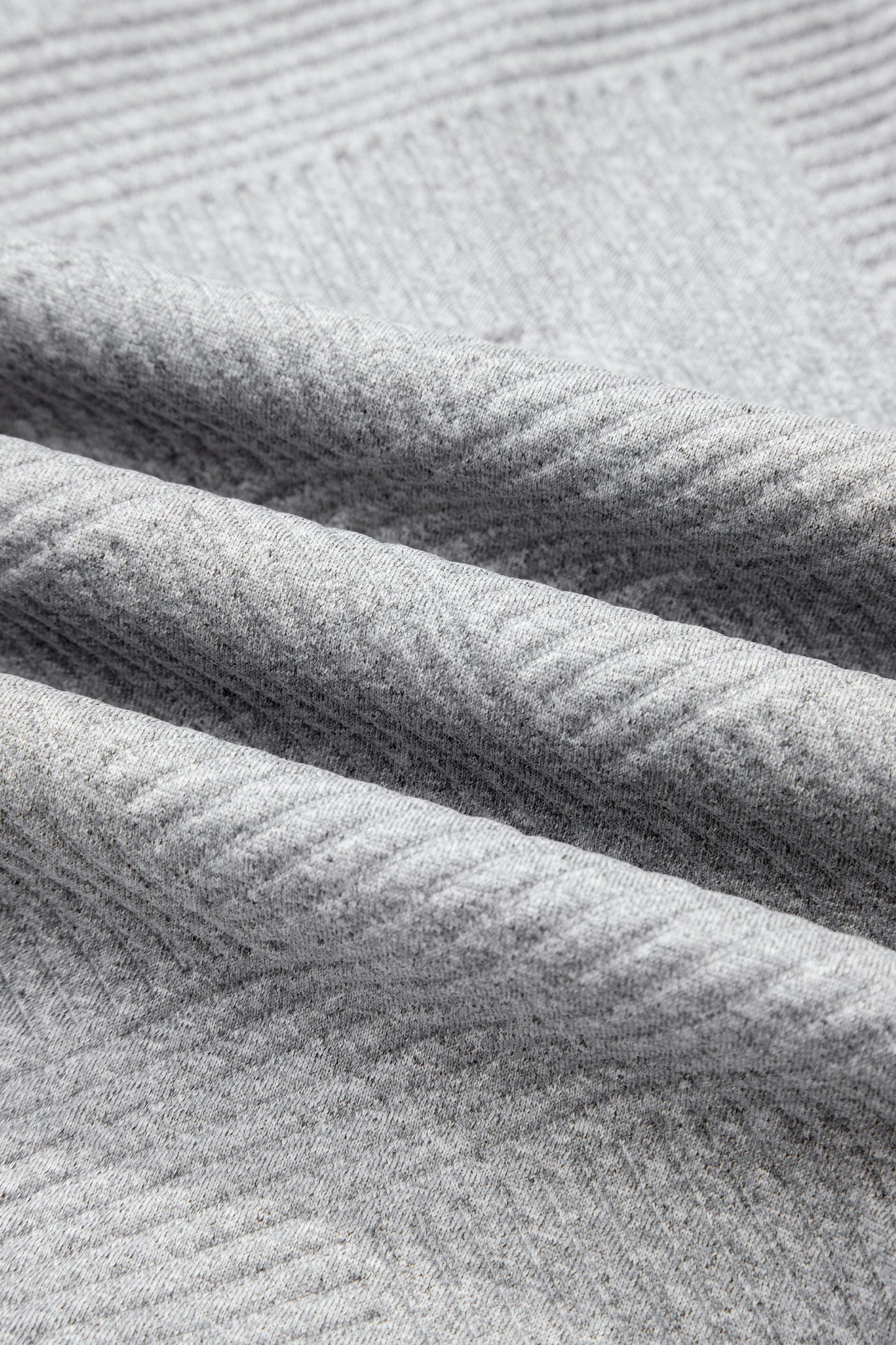 Medium Grey Trendy Textured Half Zip Loose Sweatshirt