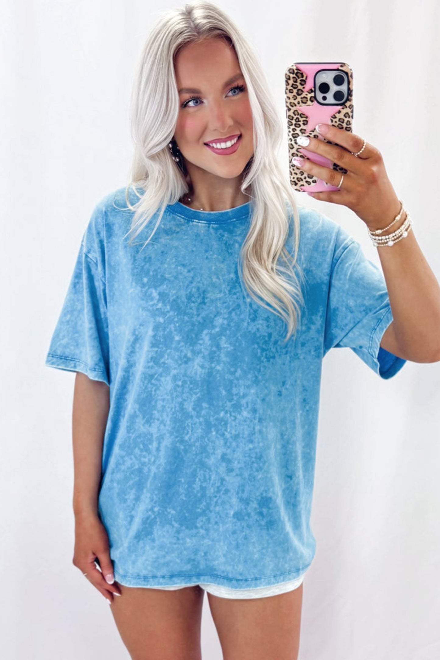 Mineral Wash Cotton Tee Oversized Casual Shift Top