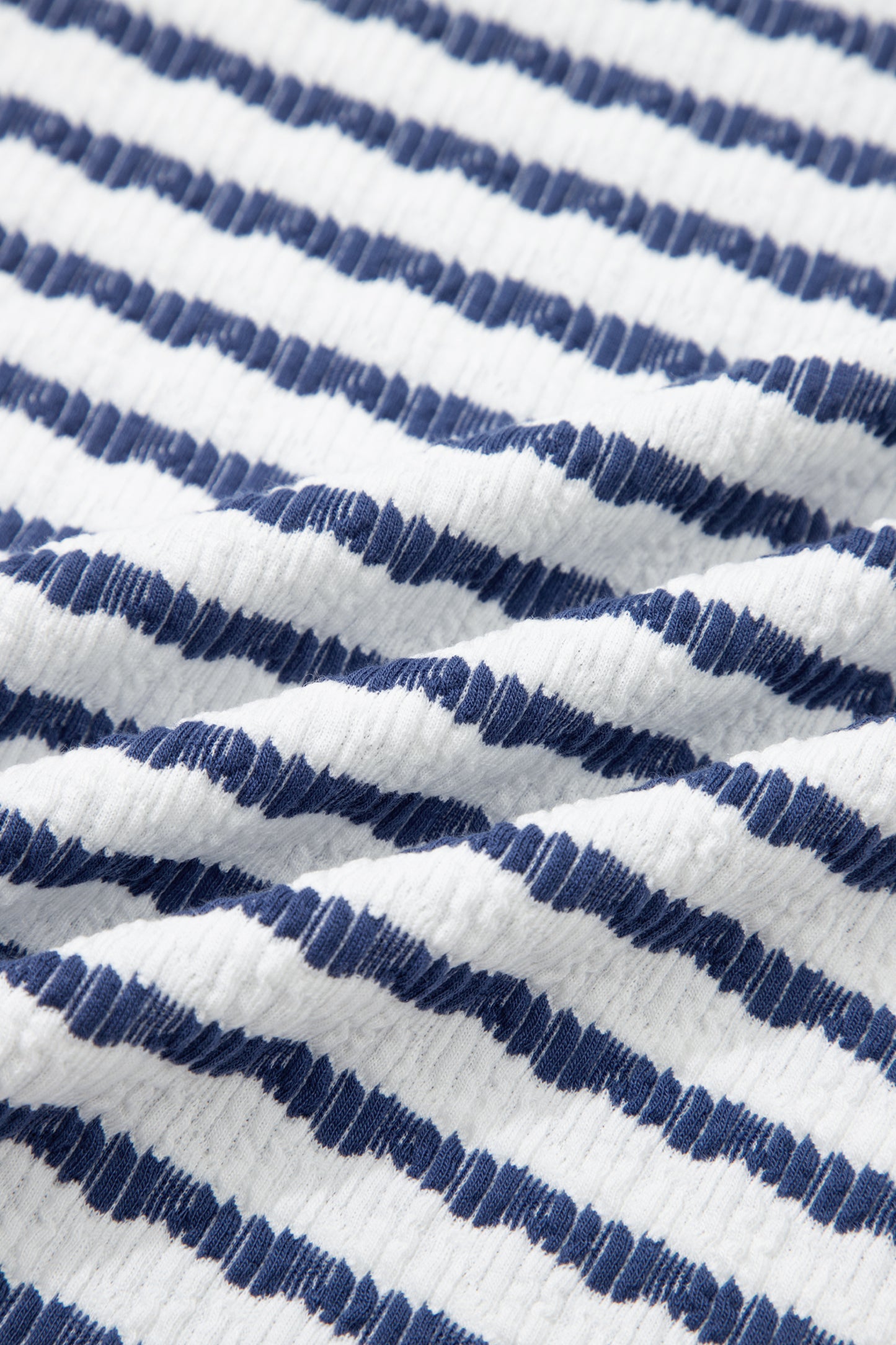 Apricot Stripe Textured Knit Split Hem Half Sleeve Loose Top