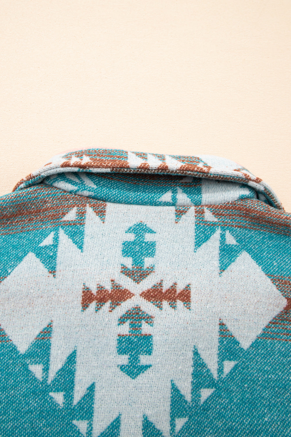 Khaki Quarter Zip Elastic Cuffs Aztec Sweatshirt