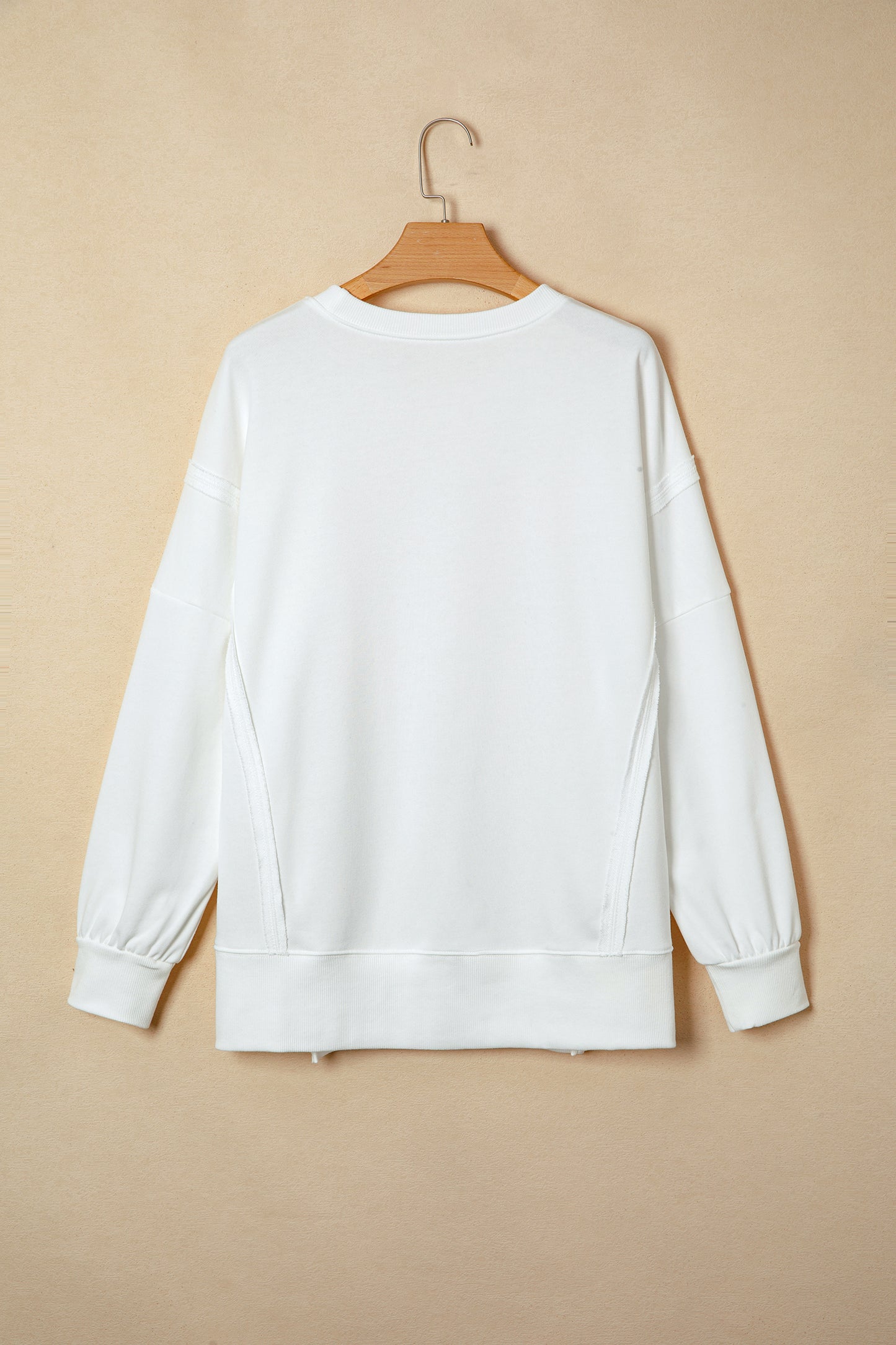 Pink Bow Sequin XOXO Letter Graphic Exposed Seam Baggy Sweatshirt