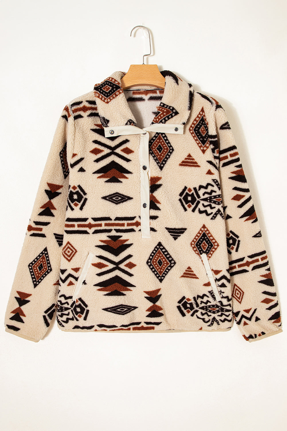 Black Western Aztec Half Zip Plush Sweatshirt