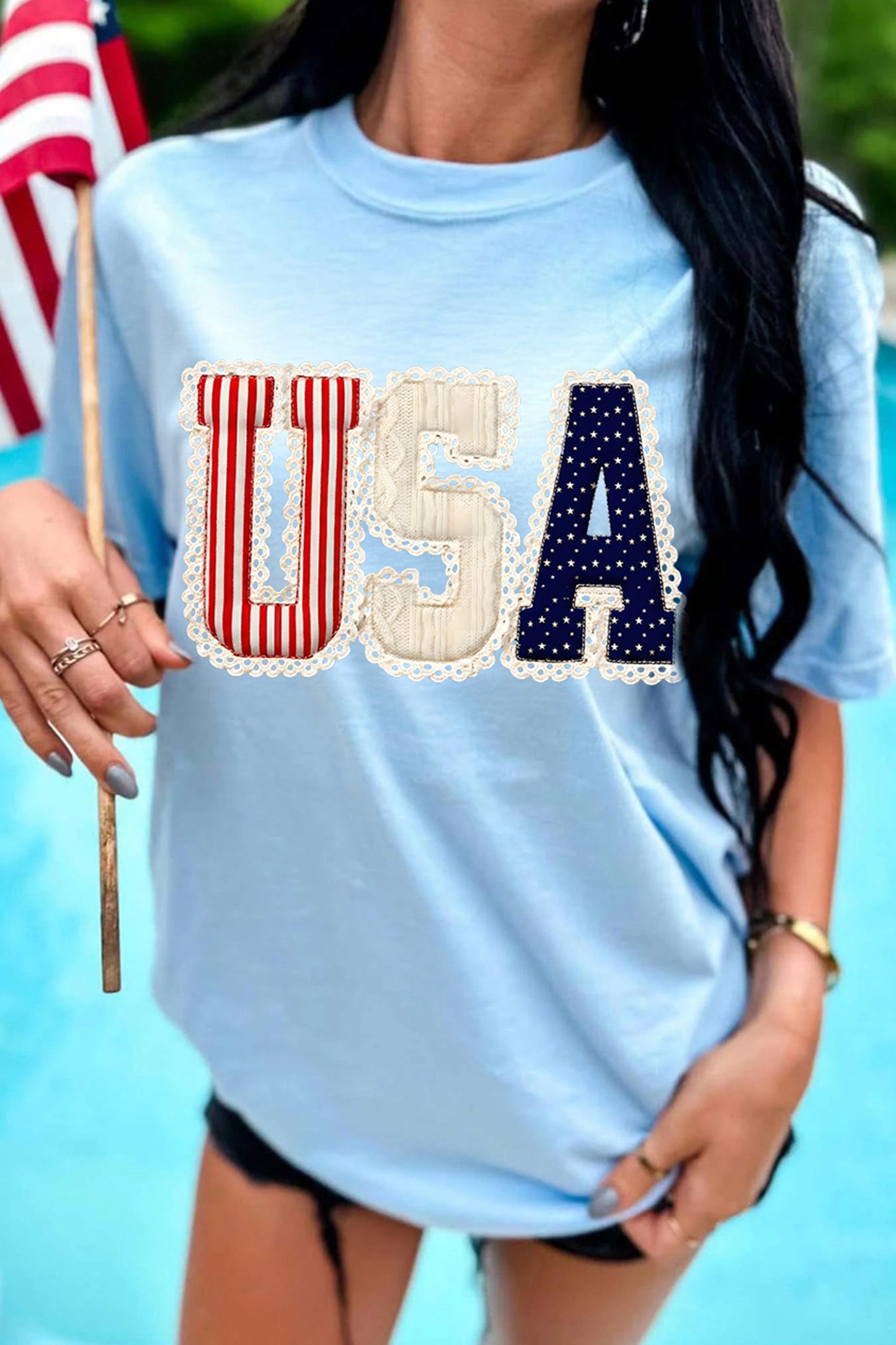 Slogan Graphic USA Patriotic Cotton Tee
