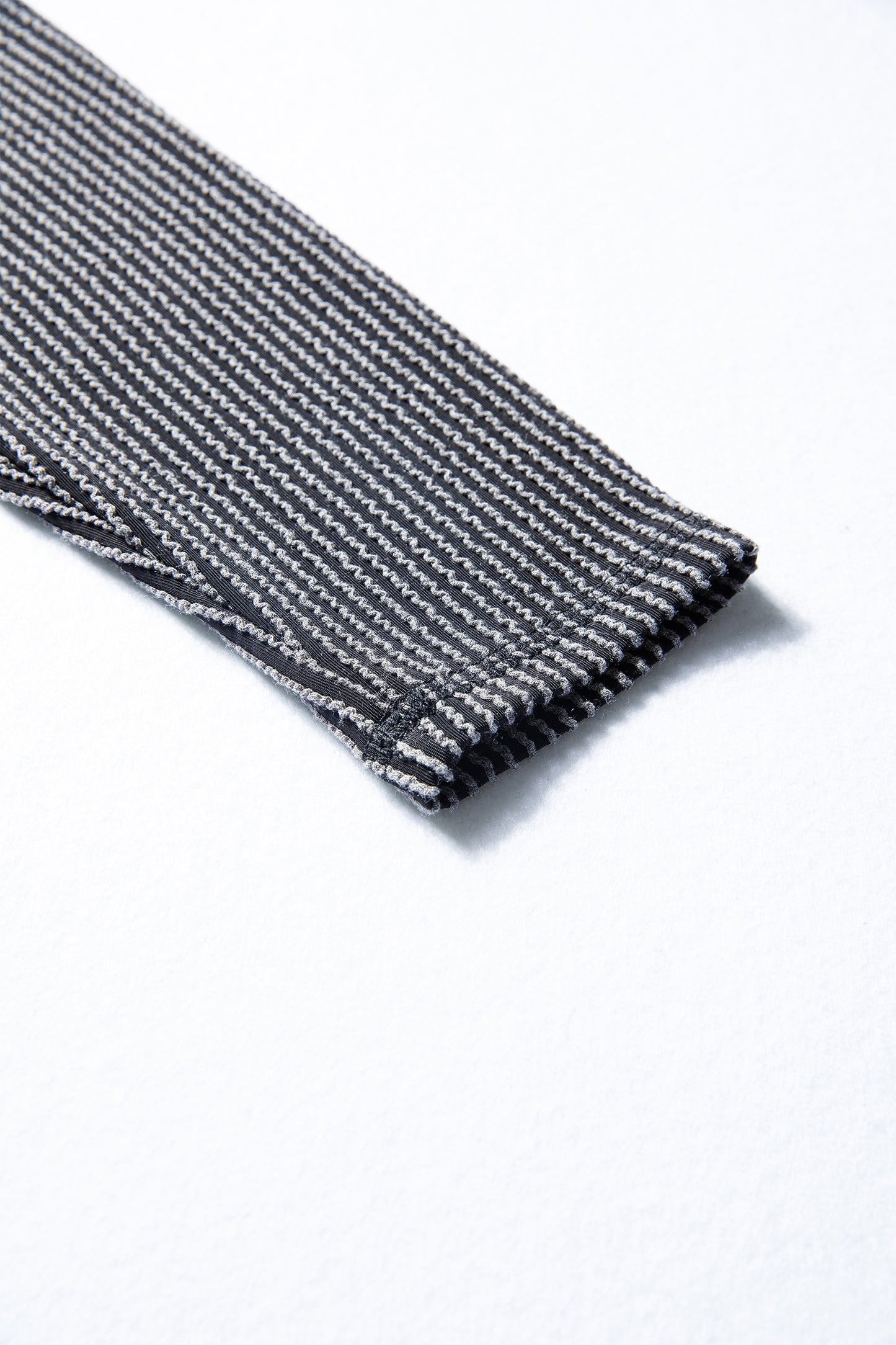 Black Twist Ribbed Exposed Seam Detail Long Sleeve Loose Top