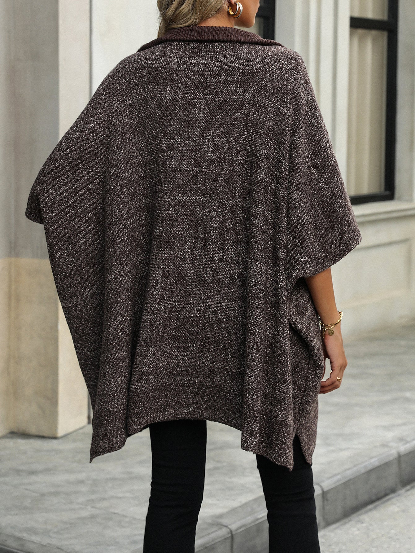 Medium and Long Knitted Sweater Long-sleeved Zipper Lapel Sweater