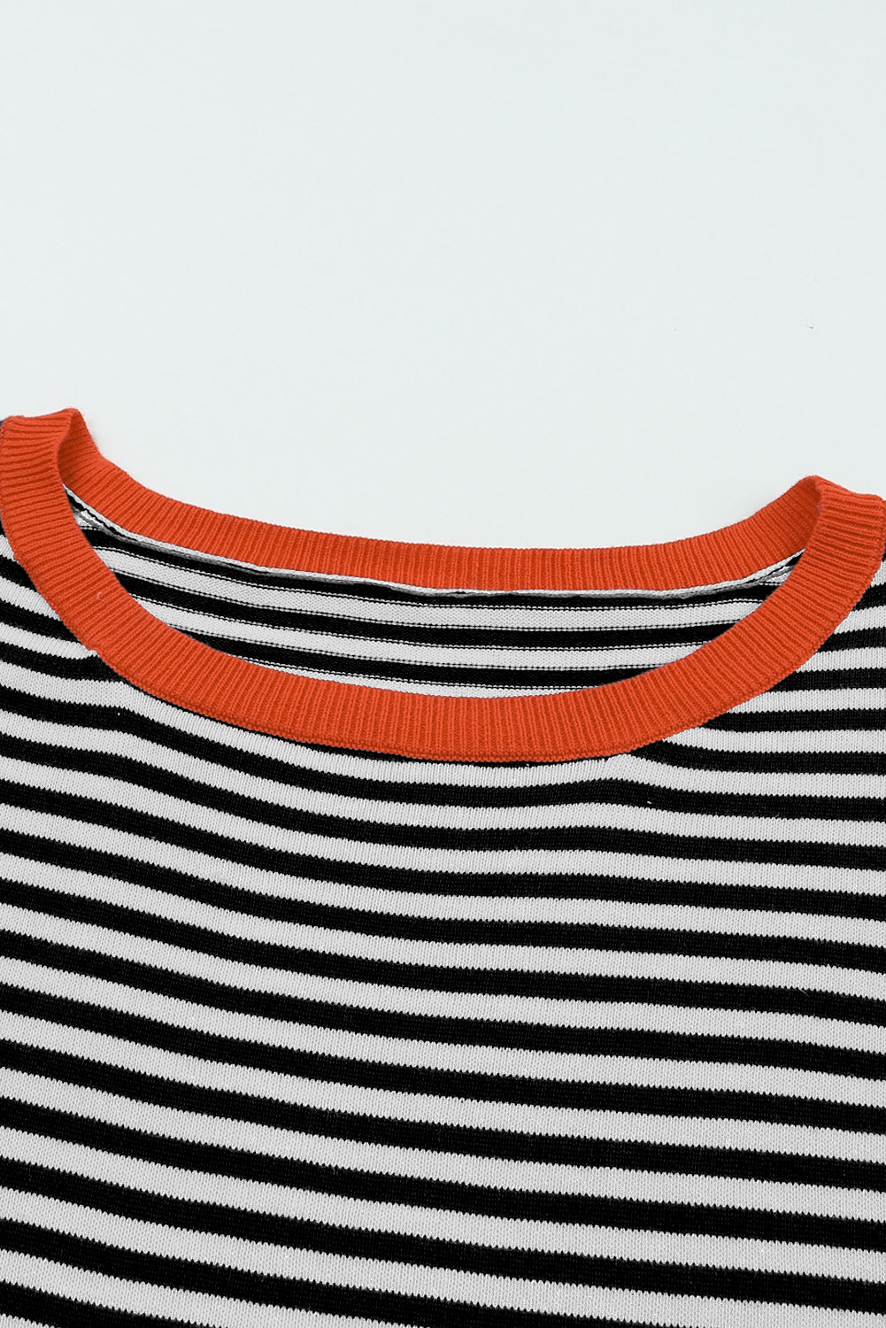 Contrast Trimmed Striped Drop Shoulder Sweater