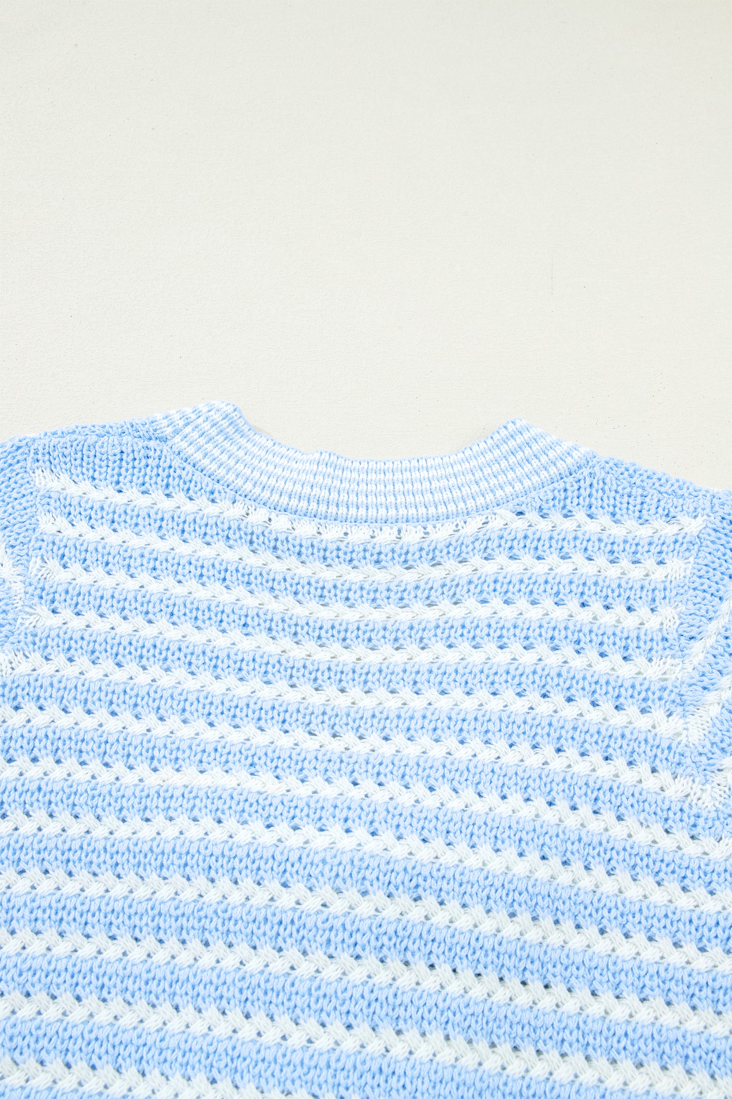 Black Stripe Short Sleeve Knit V Neck Bow Knot Sweater