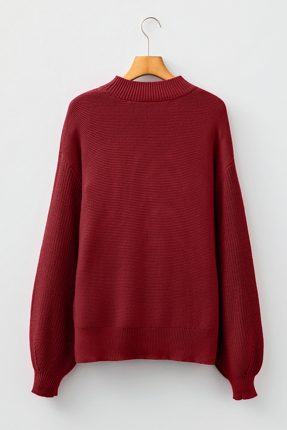 Mist Green Solid Color Front Seam Drop Shoulder Loose Sweater