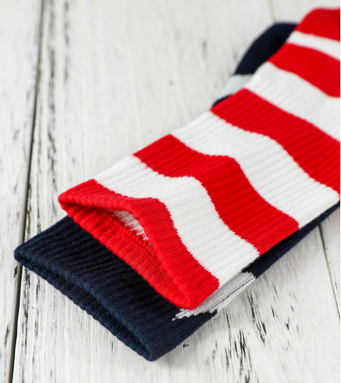 Fiery Red USA Star and Striped Pattern Crew Socks