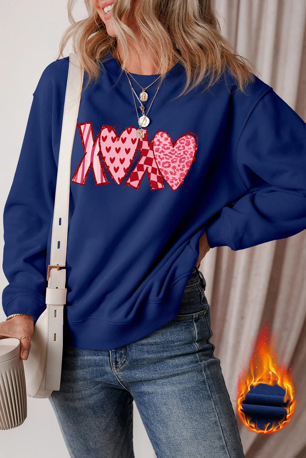 Valentine’s Day XOXO Patchwork Heart Graphic Sweatshirt