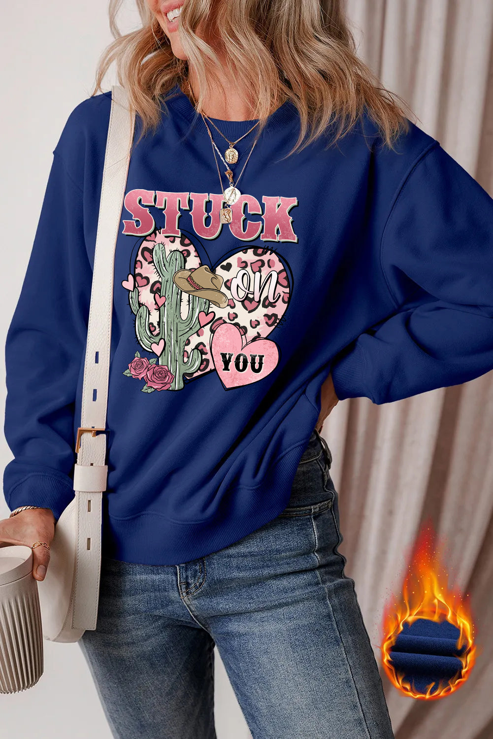 Valentine’s Day Stuck On You Cactus Heart Graphic Sweatshirt