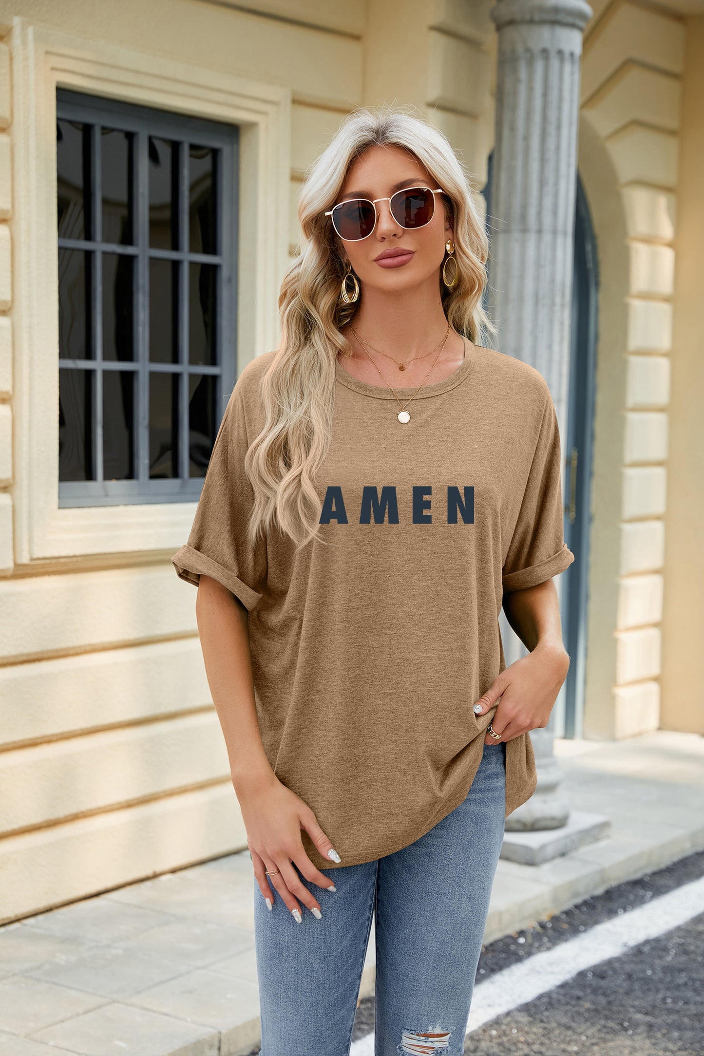 Easter Amen Graphic Oversized Casual T Shirt