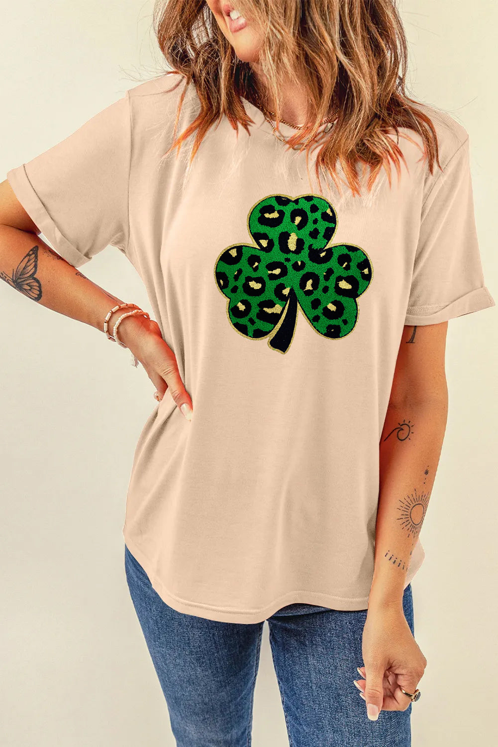 Saint Patrick’s Day Leopard Clover Graphic T Shirt